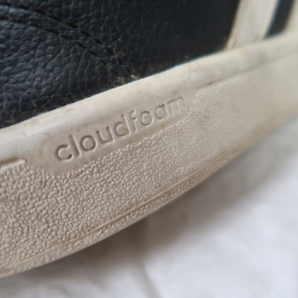 Adidas Cloudfoam Advantage Black Leather White Stripe Sneakers Men's 7.5 - Picture 7 of 8